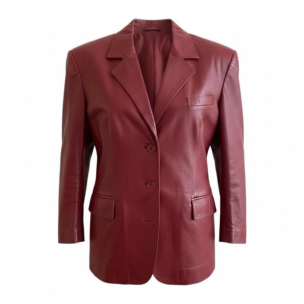 Womens Leather Jacket Red XL Sz 22 New With Tags Vintage Retro Style - Picture 1 of 8